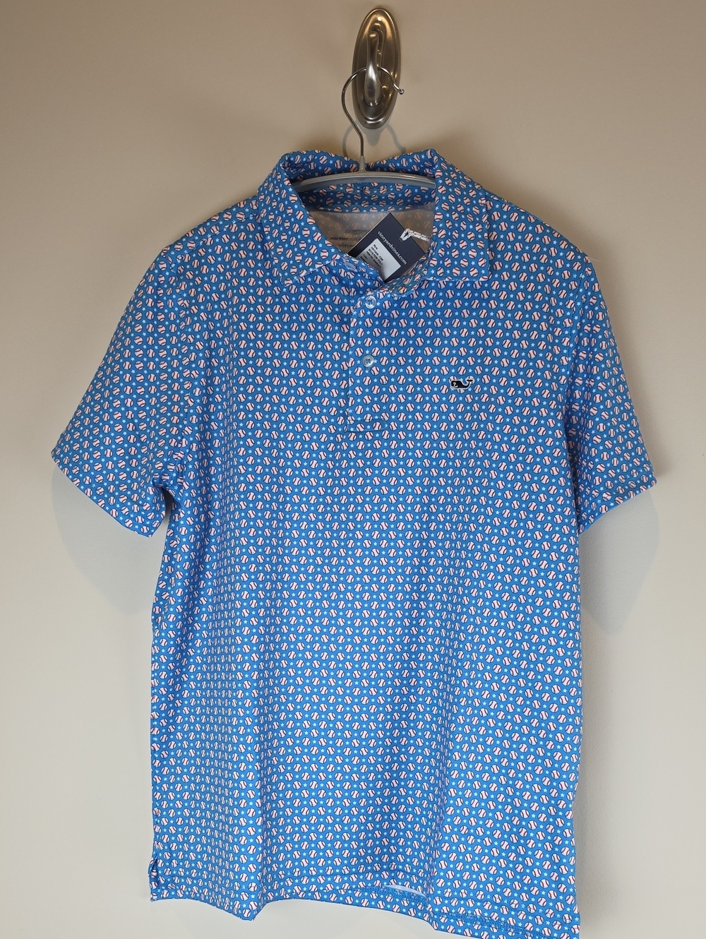 Vineyard Vines Blue Baseball Print Polo